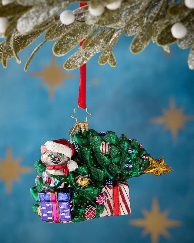 Festive Feline Fiasco Christmas Ornament